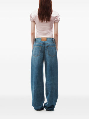 ALEXANDER WANG Distressed Balloon Jeans with Laser-Lifted Logo