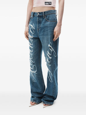 ALEXANDER WANG Distressed Balloon Jeans with Laser-Lifted Logo