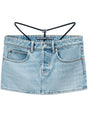 ALEXANDER WANG Contemporary Denim Mini Skirt with Thong Detail