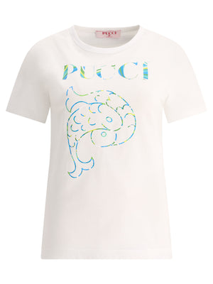 EMILIO PUCCI Elegant White Cotton Logo Tee