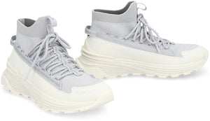 MONCLER Gray Glitter High-Top Sneakers for Women with Vibram Sole