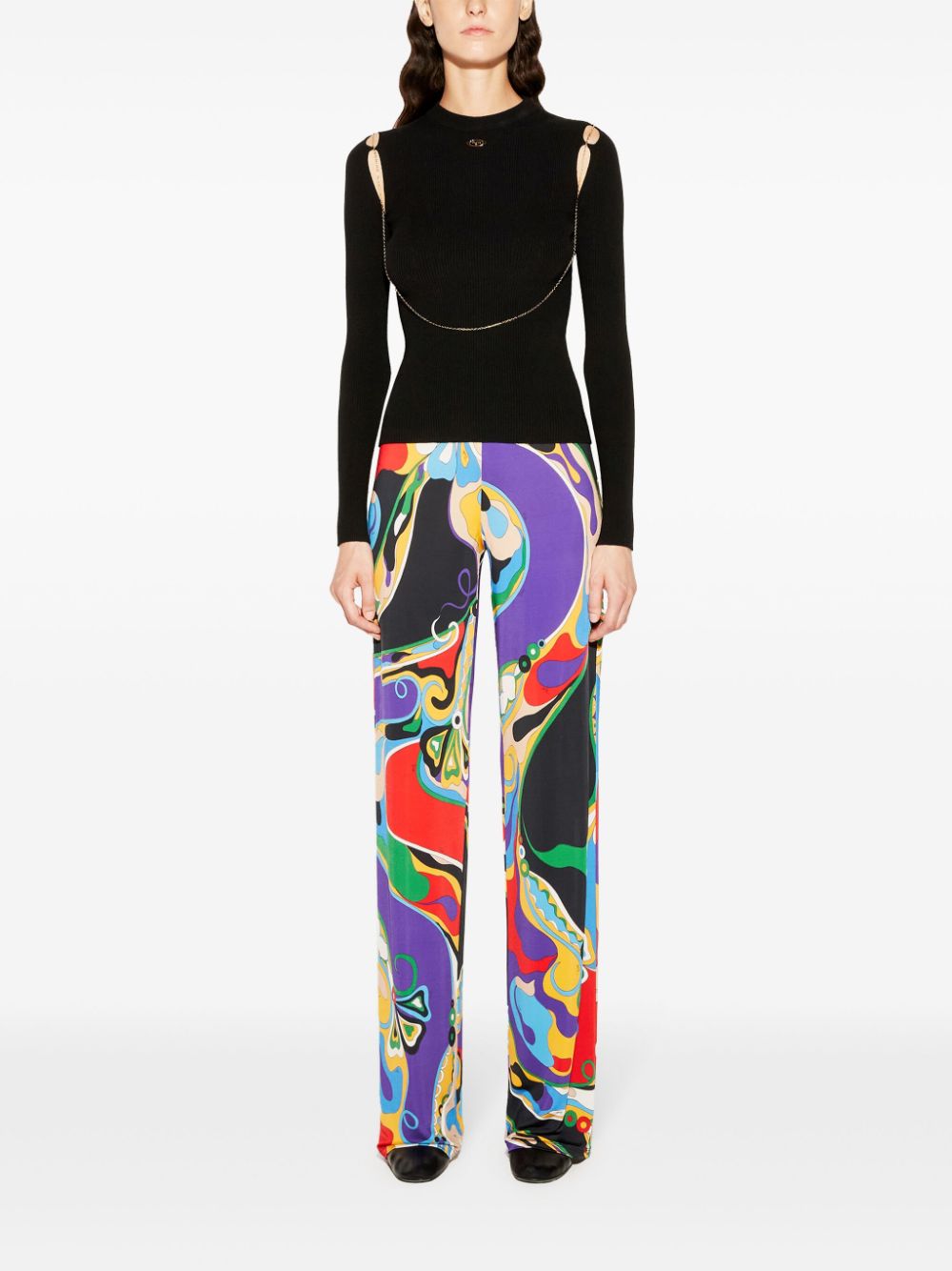 EMILIO PUCCI Graphic Printed Floor-Length Trousers for Women