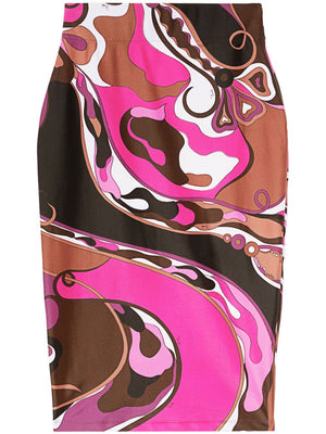 EMILIO PUCCI Unique Graphic Print High-Waisted Midi Skirt