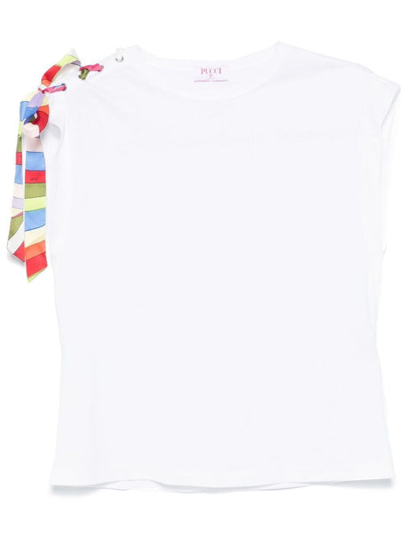 EMILIO PUCCI Tie Detail Cotton T-Shirt for Women - Fall/Winter 2024