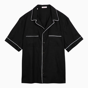 VALENTINO Luxury Black Silk Bowling Shirt