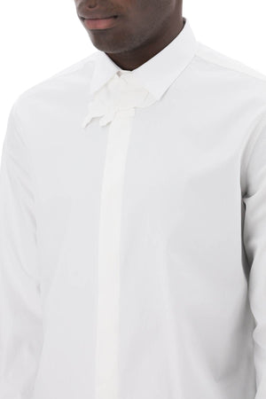 VALENTINO GARAVANI White Cotton Poplin Long-Sleeved Shirt with Embroidered Flower Detail