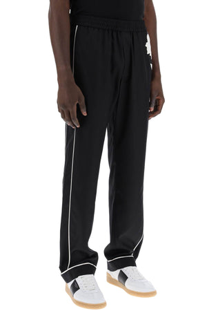 VALENTINO GARAVANI Men's Embroidered Silk Poplin Trousers for SS24