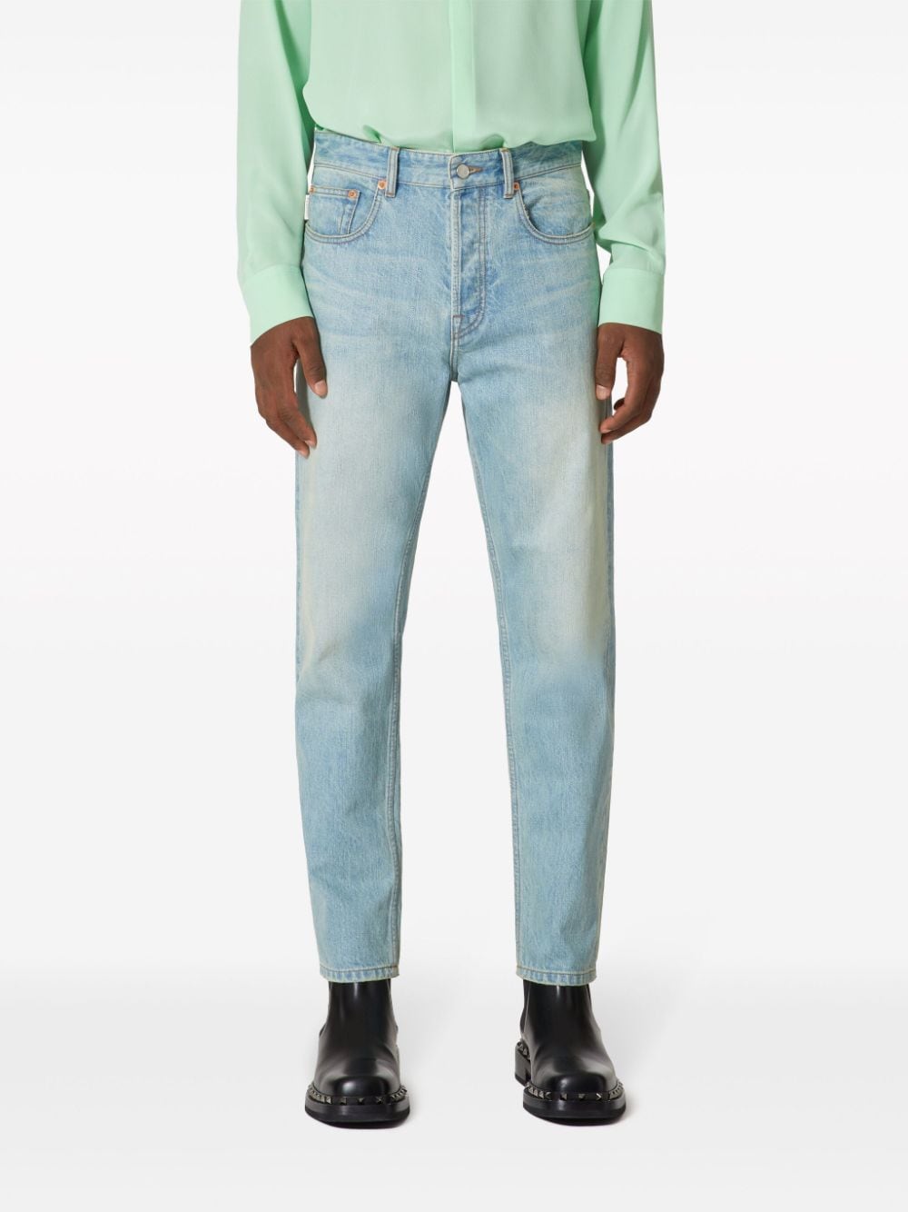 VALENTINO Lightwash Denim Tapered Jeans for Men