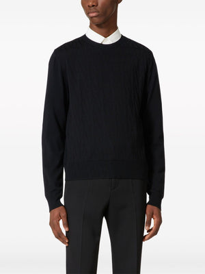 VALENTINO Luxurious Black Wool Monogram Jumper for Men | SS24