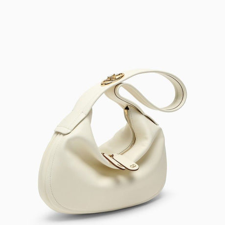 VALENTINO GARAVANI Ivory Leather Small Go-Hobo Crossbody Bag with Gold-Tone VLogo Clasp