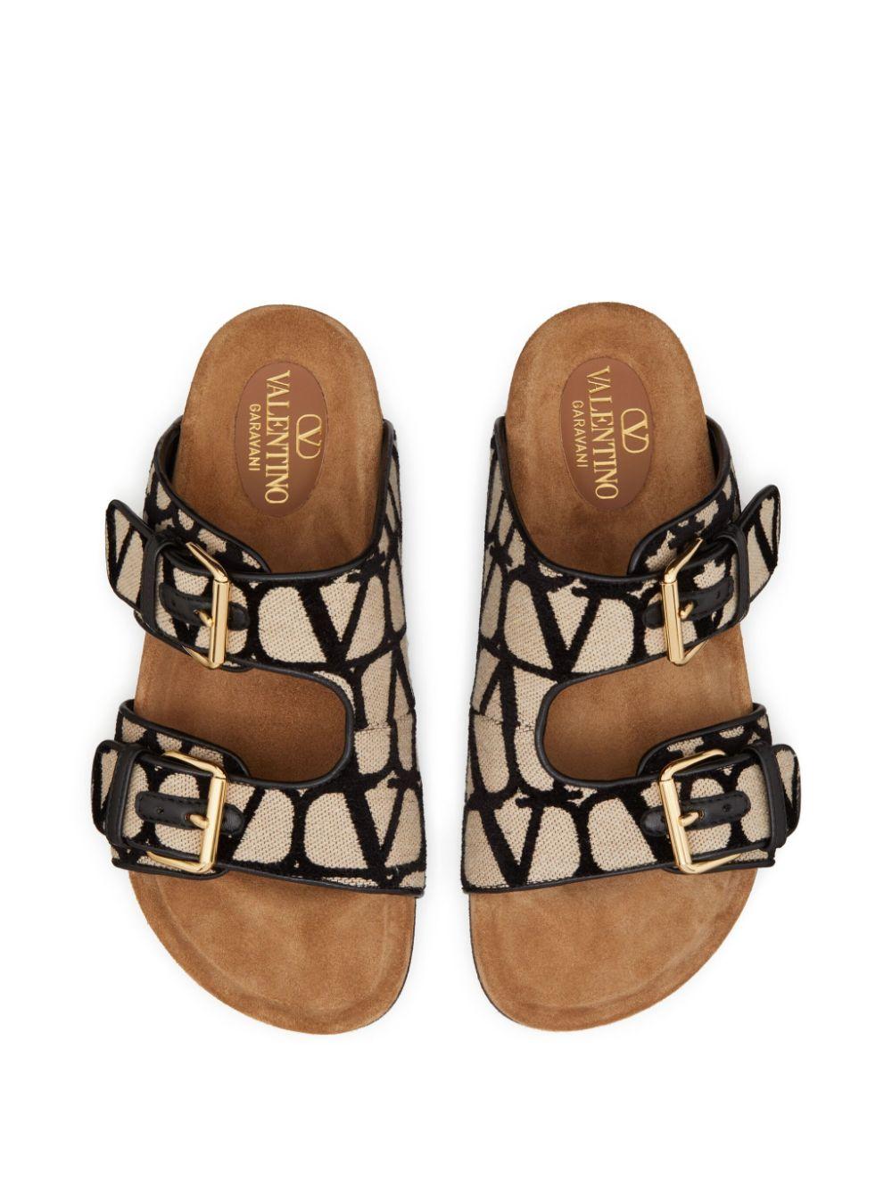 VALENTINO Stylish Women's Leather Slide Sandals in Natural Black - SS24