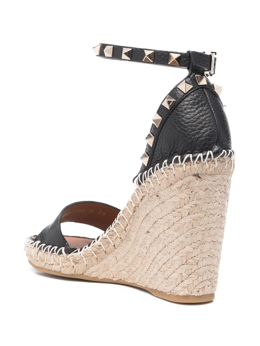 VALENTINO Studded Black Espadrille Wedges - SS24