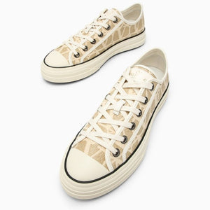 VALENTINO GARAVANI Beige and Ivory Jacquard Fabric Trainers for Women