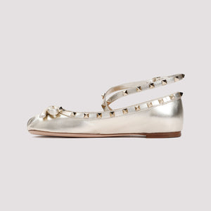 VALENTINO GARAVANI Metallic Rockstud Ballerina Flats for Women