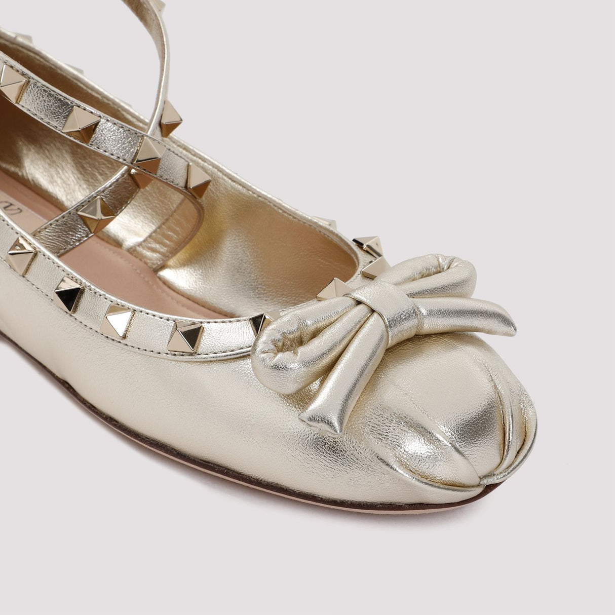 VALENTINO GARAVANI Metallic Rockstud Ballerina Flats for Women