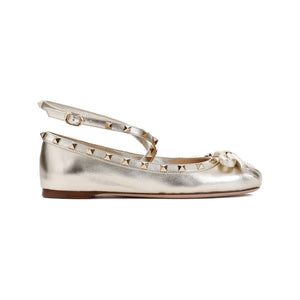 VALENTINO GARAVANI Metallic Rockstud Ballerina Flats for Women