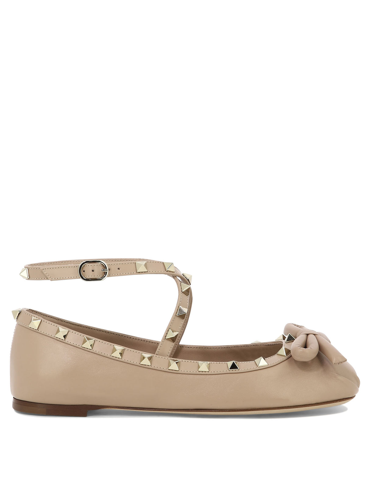 VALENTINO GARAVANI Rockstud Ankle Strap Ballet Flats