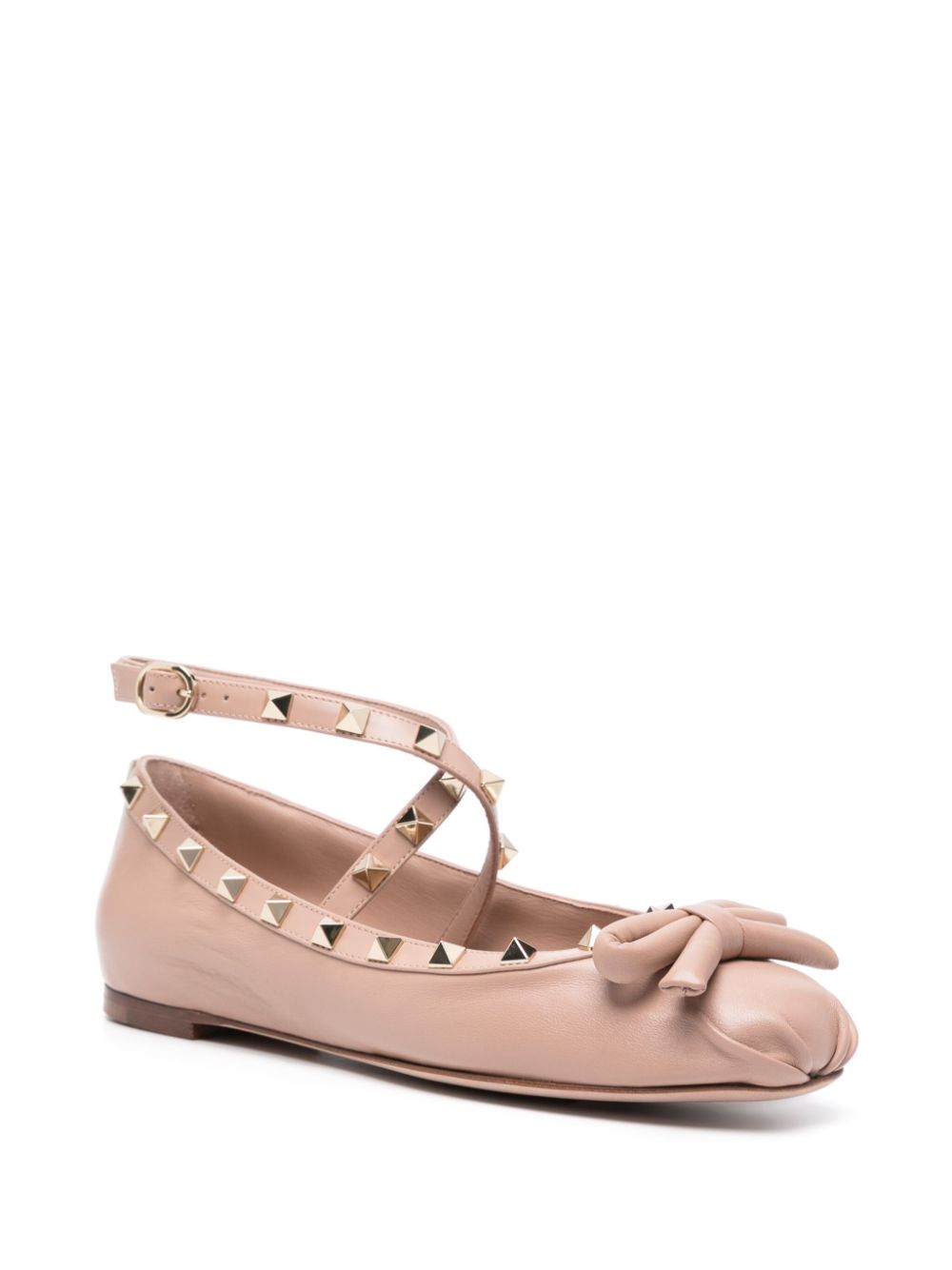 VALENTINO GARAVANI Rockstud Ankle Strap Ballet Flats