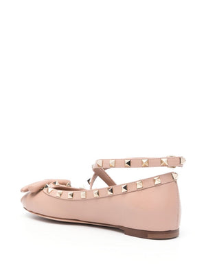 VALENTINO GARAVANI Rockstud Ankle Strap Ballet Flats