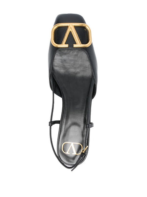 VALENTINO Black Logo Ballet Flats for Women