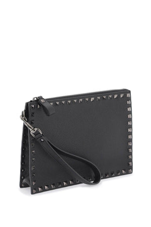 VALENTINO GARAVANI Black Studded Pouch Handbag for Men