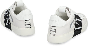 VALENTINO Men's White Low-Top Sneakers: Leather and Fabric with Rubber Soles for SS24