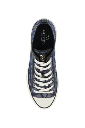 VALENTINO GARAVANI Men's Blue Denim-effect Totaloop Low-top Sneakers