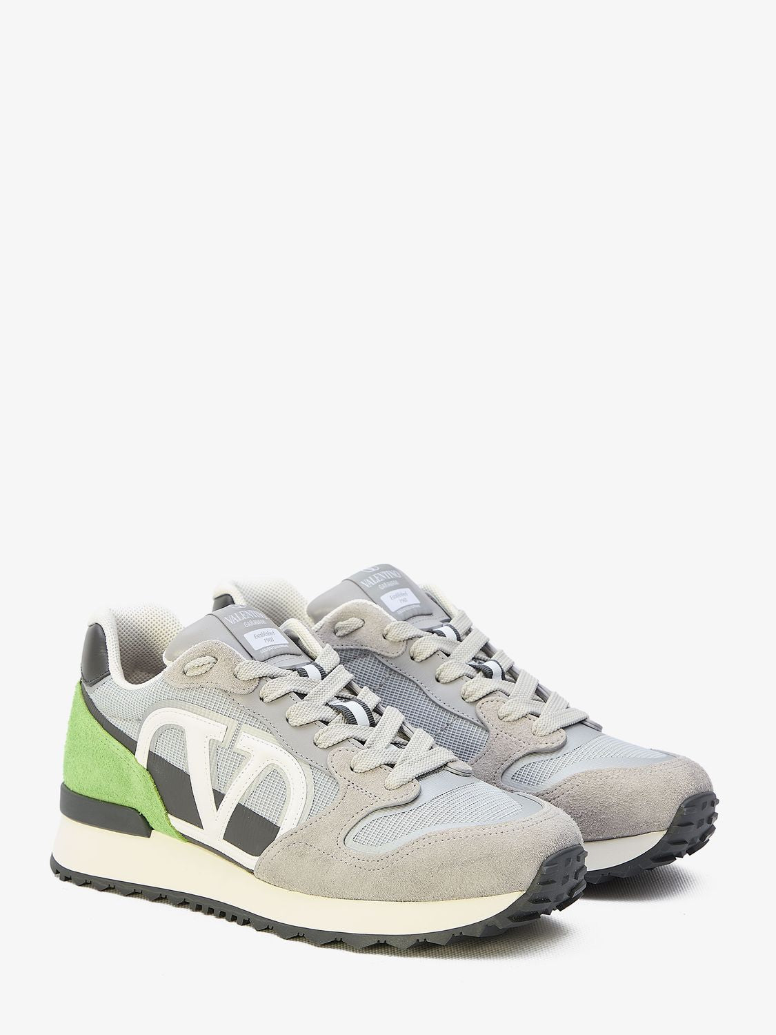 VALENTINO GARAVANI Grey Low-Top Sneakers with VLogo Detail for Men