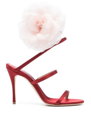 MAGDA BUTRYM Red Faux-Flower 105mm Sandals for Women