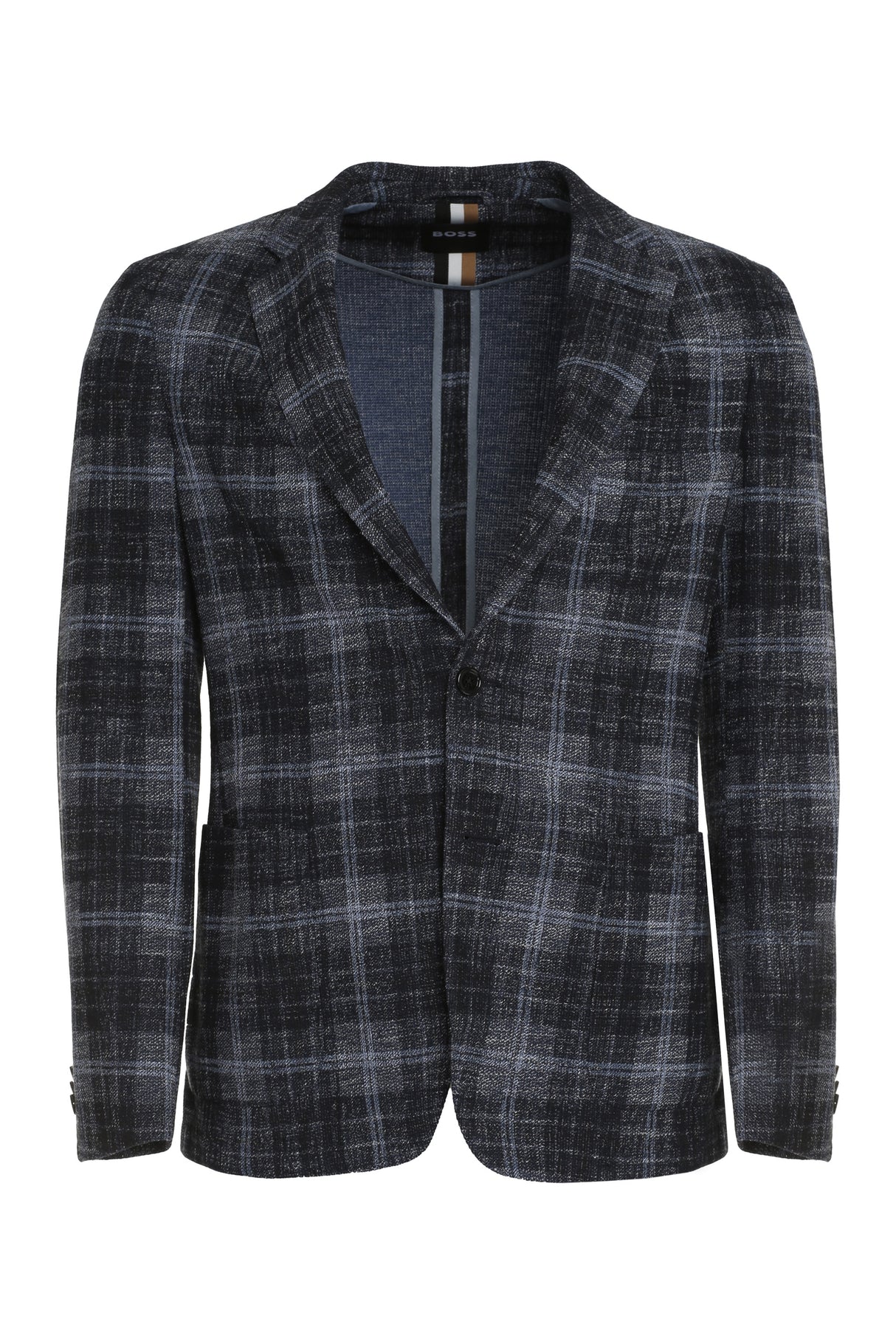 BOSS Men's Knit Single-Breasted Blazer in Navy for SS24