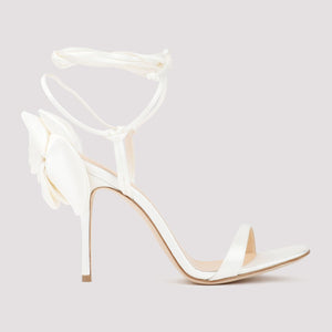 MAGDA BUTRYM Elegant White Silk & Viscose Pumps with Leather Heels, 10cm