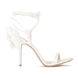 MAGDA BUTRYM Elegant White Silk & Viscose Pumps with Leather Heels, 10cm