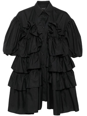 SIMONE ROCHA Ruffled Front Cotton Shirt with Balloon Sleeves