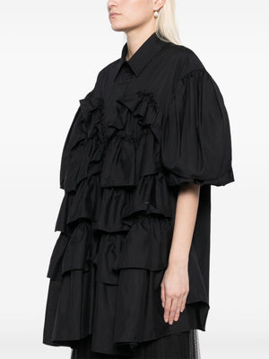 SIMONE ROCHA Ruffled Front Cotton Shirt with Balloon Sleeves