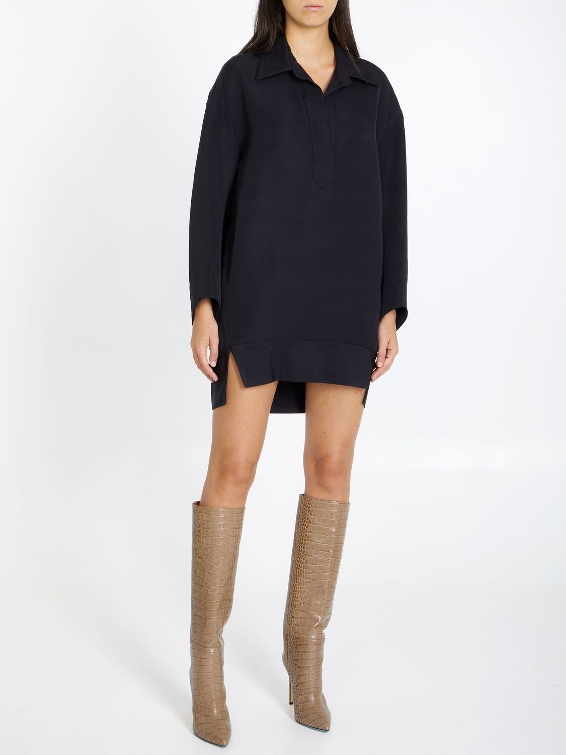 KHAITE Black Wool Blend Mini Dress - Fall/Winter 2023 Collection