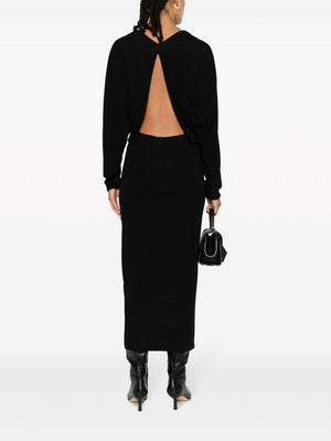 KHAITE Elegant Black V-Back Draped Maxi Dress - FW23 Collection