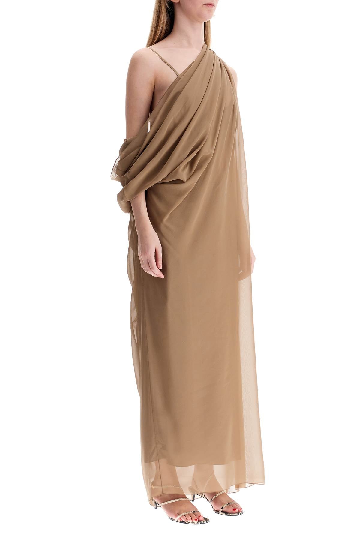 KHAITE One-Shoulder Silk Chiffon Dress - Size 4