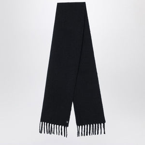 CANADA GOOSE Black Alpaca Blend Scarf with Fringed Edges