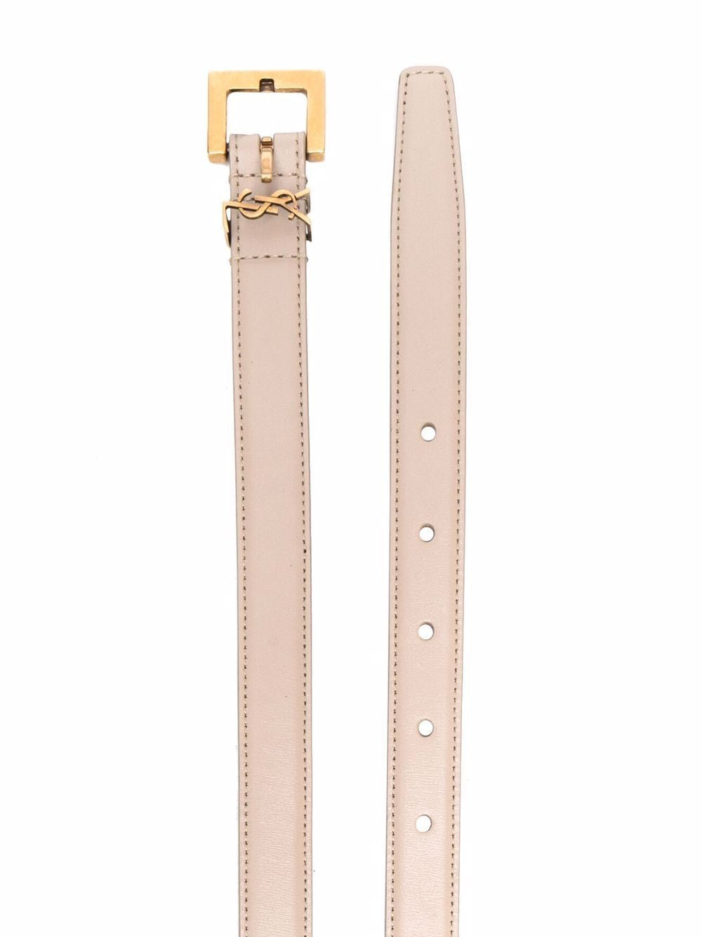 SAINT LAURENT Elegant Thin Calfskin Belt with Bronze-Tone Buckle, 2cm