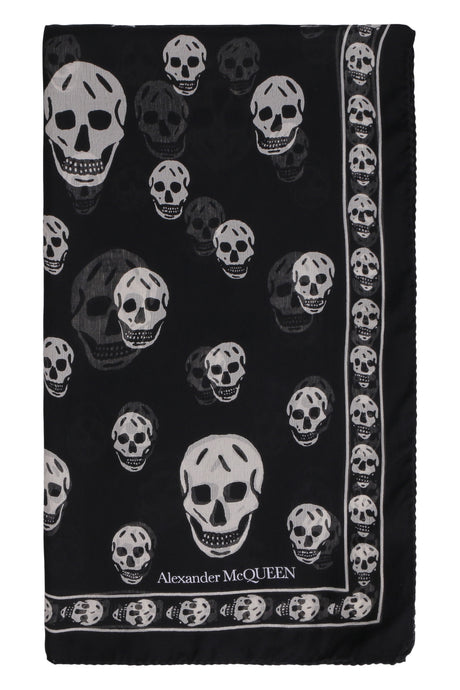 ALEXANDER MCQUEEN Silk Chiffon Skull Print Scarf