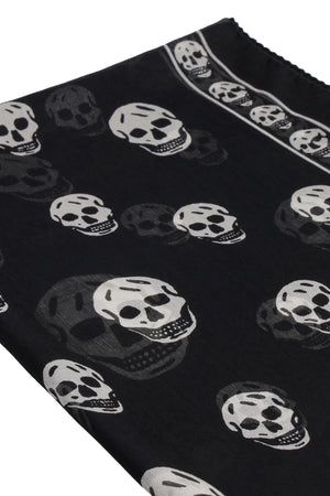 ALEXANDER MCQUEEN Silk Chiffon Skull Print Scarf