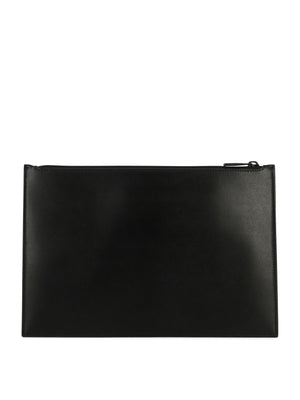 ALEXANDER MCQUEEN Black Leather Men's Clutch for FW24