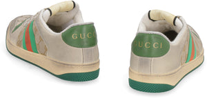 GUCCI Beige SCREENER Sneakers with Green and Orange Vintage Details