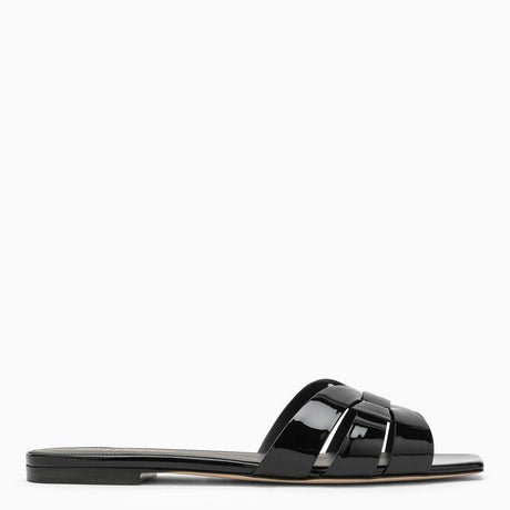 SAINT LAURENT Chic Patent Leather Flat Sandal