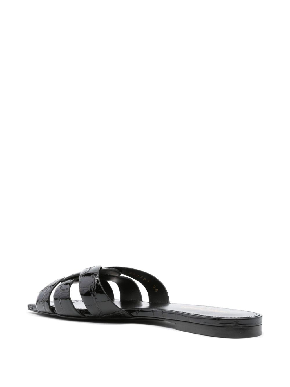 SAINT LAURENT Tribute Embossed-Crocodile Leather Slide Sandals for Women