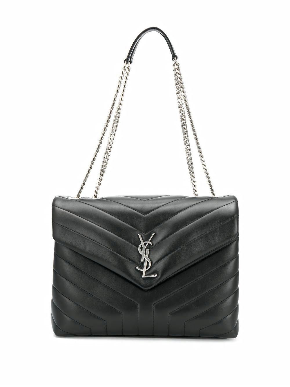 SAINT LAURENT Luxurious and Chic Nero/Nero Loulou Logo Plaque Shoulder Bag for Fashion-forward Women - FW23