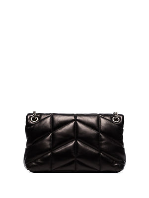 SAINT LAURENT Puffer Handbag for Women in Black with Logo Metal Detail