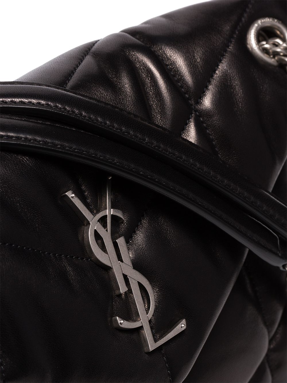 SAINT LAURENT Puffer Handbag for Women in Black with Logo Metal Detail