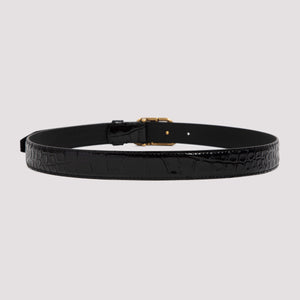 BALENCIAGA Embossed Leather Belt for Women - Black