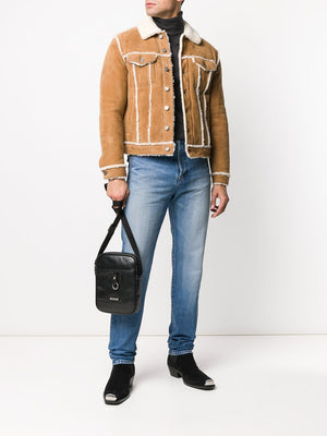 SAINT LAURENT Luxurious Shearling Denim Jacket for Men - FW19 Collection